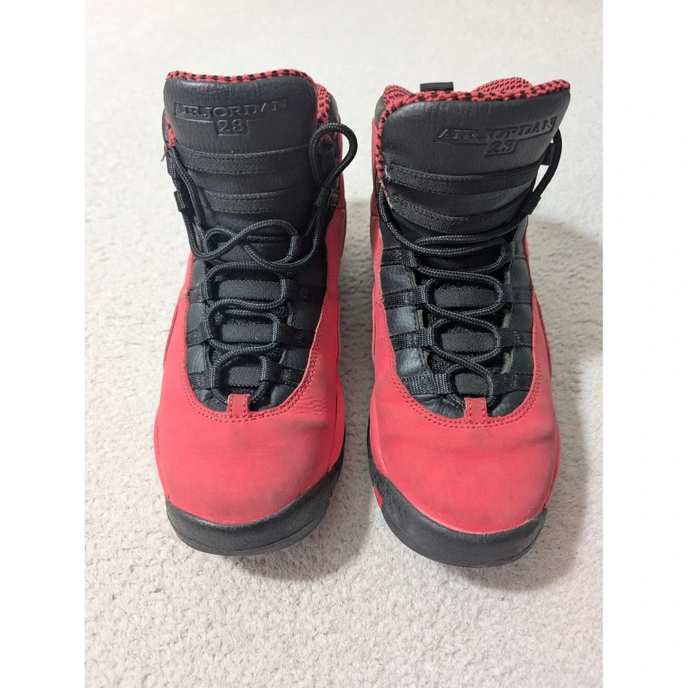 Air Jordan 10 Retro Fusion Red Shoes Boys 7Y Red Black Basketball‎ 487211-605